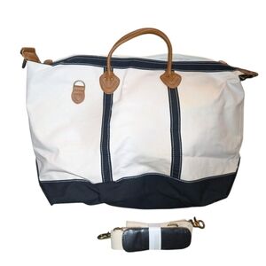 L.L. Bean Cream and Navy Bote And Tote Bag